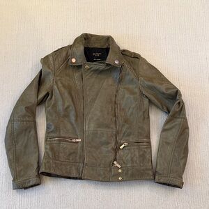 Women's Olive Green Leather Jacket
